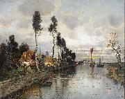Karl Heffner Hollandische Flublandschaft wahrend eines Gewitters china oil painting artist